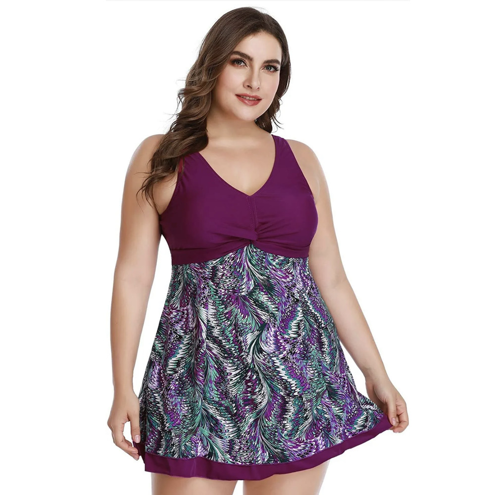 Wantdo Purple And Teal Modest Swimsuit Dress